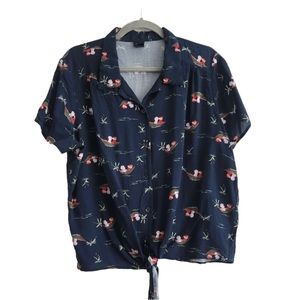 Disney 3X Blue The Rescuers Bianca & Bernard Button Up Shirt